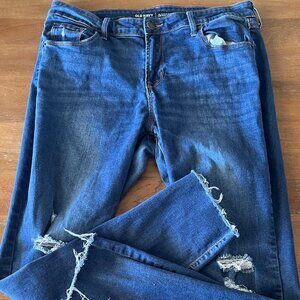 Old Navy Rockstar Distressed Mid Rise Jean Size 14 Skinny Stretch Denim 26" ins.